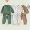Baby Boys Girls Autumn Clothes Newborn Toddler Long Sleeve Solid Color Tops Sweatshirt Pants Outfits Infant Tracksuits