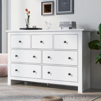 Sideboard Side Cabinet Kitchen Cabinet Storage Cabinet Sideboard Chest Of Drawers With 7 Drawers For Living Room, White