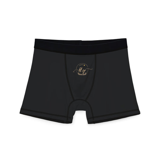 Men's Black Boxer Briefs with Subtle Gold 'His' Emblem