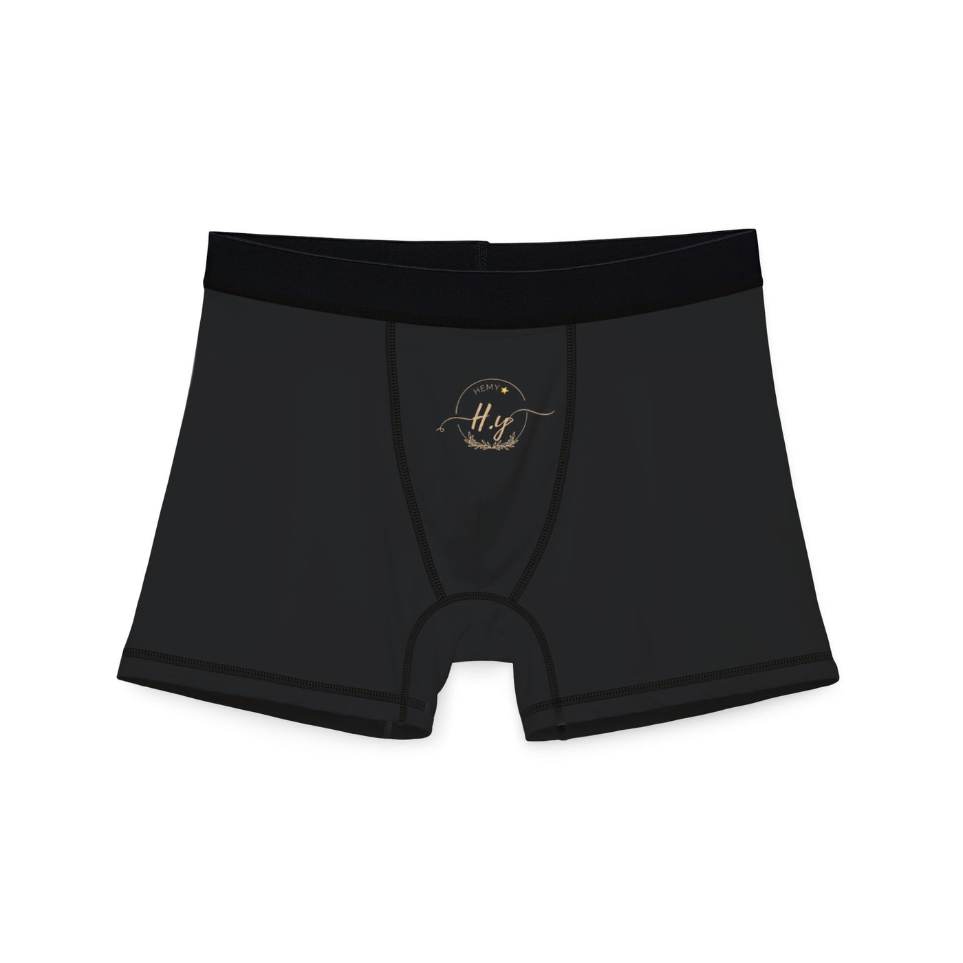 Men's Black Boxer Briefs with Subtle Gold 'His' Emblem