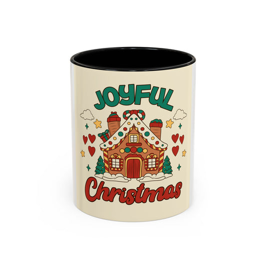 Joyful Christmas Mug | Accent Coffee Mug for Holiday Cheer, Christmas Gift, Winter Decor, Hot Cocoa Lover, Festive Beverage