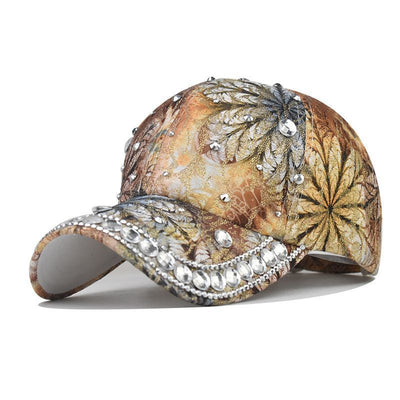 Outdoor Sun Protection Colorful Cat Eye Rhinestone Baseball Cap