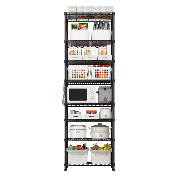 Eight Layer Segmented Display Rack With M8 Adjustable Feet And 4 S-hooks, Allowing For Free Adjustment Of Interlayer Spacing