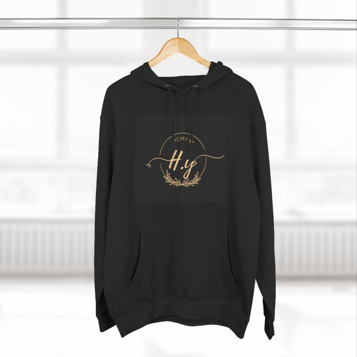 Elegant Gold Script Fleece Hoodie, Cozy Layer, Personalized Gift, Casual Wear, Stylish Sweatshirt, Fashion for All Seasons