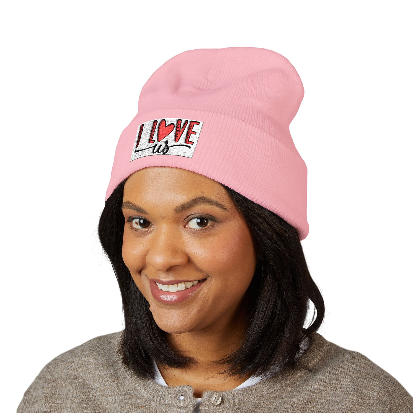 I Love Us Embroidered Cuffed Beanie | Cozy Winter Hat | Perfect Gift for Couples, Valentine's Day, Anniversary, Engagement