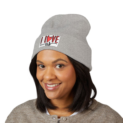 I Love Us Embroidered Cuffed Beanie | Cozy Winter Hat | Perfect Gift for Couples, Valentine's Day, Anniversary, Engagement