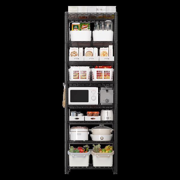 Eight Layer Segmented Display Rack With M8 Adjustable Feet And 4 S-hooks, Allowing For Free Adjustment Of Interlayer Spacing
