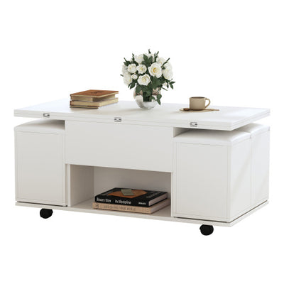 Lift Up Coffee Table, Coffee Table With Storage, Lift-Top Sofa End Tea Tables For Living Room Furniture , White