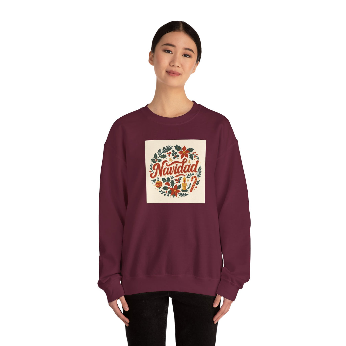 Navidad Floral Sweatshirt — Retro Holiday Crewneck