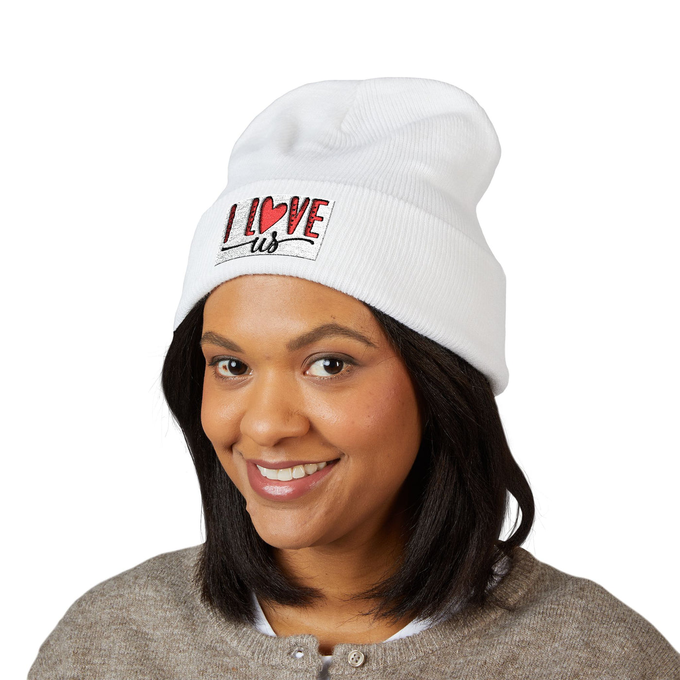 I Love Us Embroidered Cuffed Beanie | Cozy Winter Hat | Perfect Gift for Couples, Valentine's Day, Anniversary, Engagement