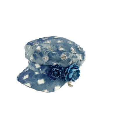 Fashion Flat Top Octagonal Cap Hole Denim All-match Navy Hat