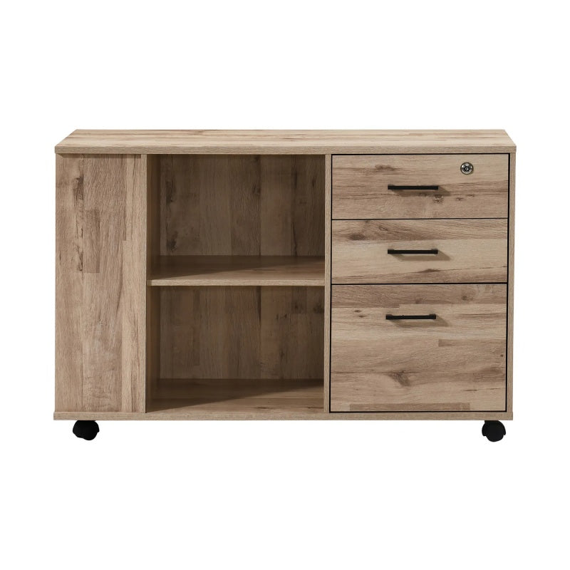 3-Drawer Black Oak Wood 39.37 In. W Lateral File Cabinet