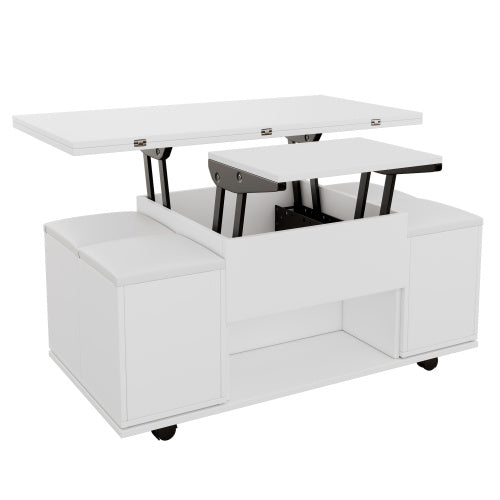 Lift Up Coffee Table, Coffee Table With Storage, Lift-Top Sofa End Tea Tables For Living Room Furniture , White