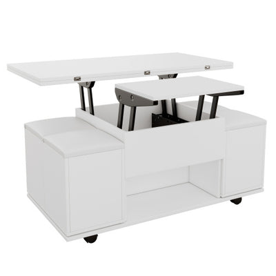 Lift Up Coffee Table, Coffee Table With Storage, Lift-Top Sofa End Tea Tables For Living Room Furniture , White
