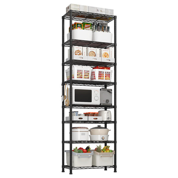 Eight Layer Segmented Display Rack With M8 Adjustable Feet And 4 S-hooks, Allowing For Free Adjustment Of Interlayer Spacing