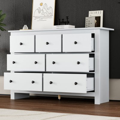 Sideboard Side Cabinet Kitchen Cabinet Storage Cabinet Sideboard Chest Of Drawers With 7 Drawers For Living Room, White